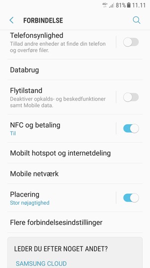 Scroll til og vælg Mobile netværk
