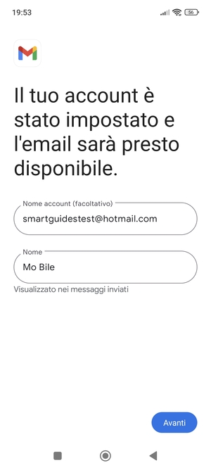 Scegli un nome per il tuo account e inserisci il tuo nome. Seleziona Avanti