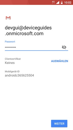 Geben Sie Ihre Passwort ein und wählen Sie WEITER
