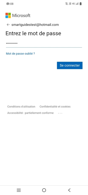 Saisissez votre mot de passe et sélectionnez Se connecter