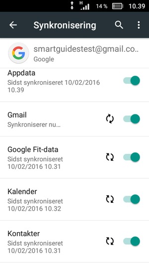 Dine oplysninger vil blive synkroniseret