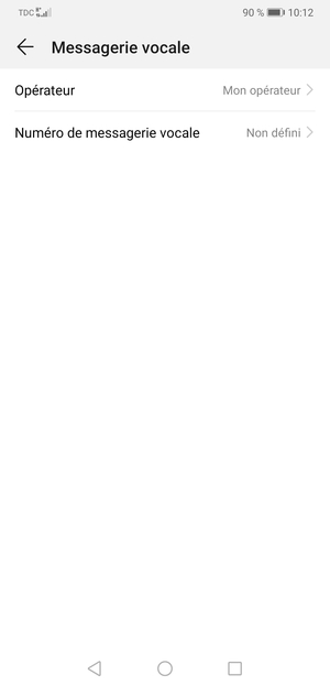 Sélectionnez Numéro de messagerie vocale