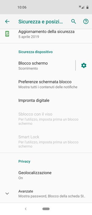Scorri e seleziona Geolocalizzazione