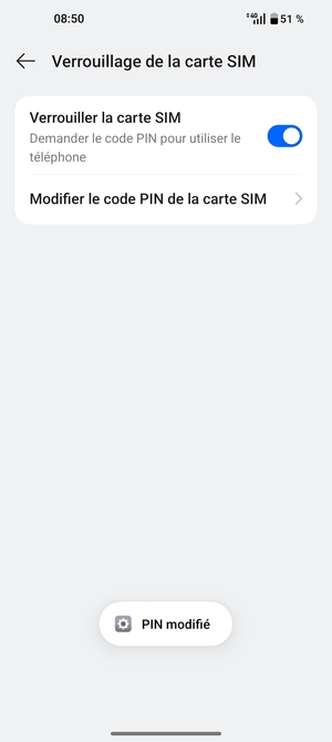 Votre code PIN de la carte SIM a été modifié