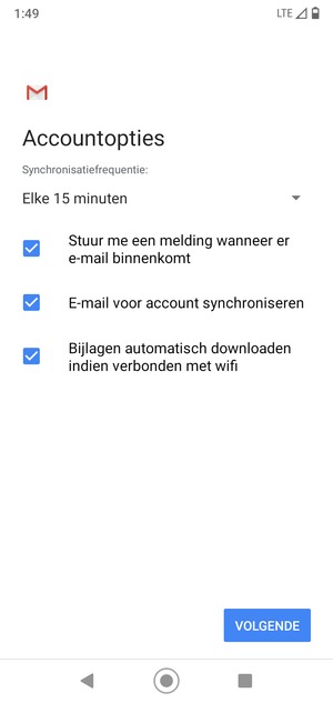 Selecteer VOLGENDE