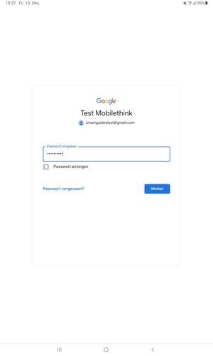 Geben Sie Ihre Gmail Passwort ein und wählen Sie Weiter