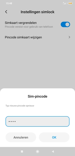 Bevestig uw nieuwe Sim-pincode en selecteer OK