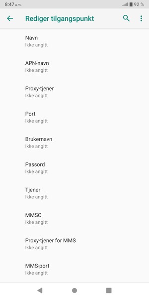 Skriv inn internett-informasjon
