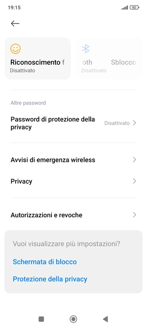 Scorri e seleziona Privacy