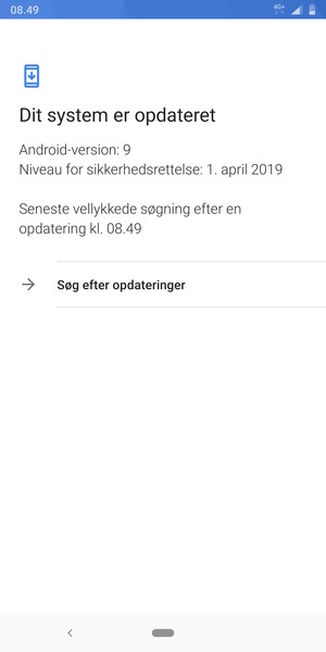 Hvis din telefon er opdateret, vil du se følgende skærmbillede