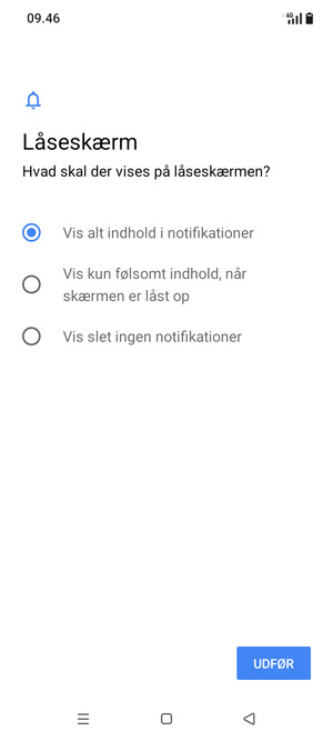 Vælg din foretrukne mulighed og vælg UDFØR