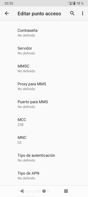 Desplácese hacia abajo e introduzca la información MMS