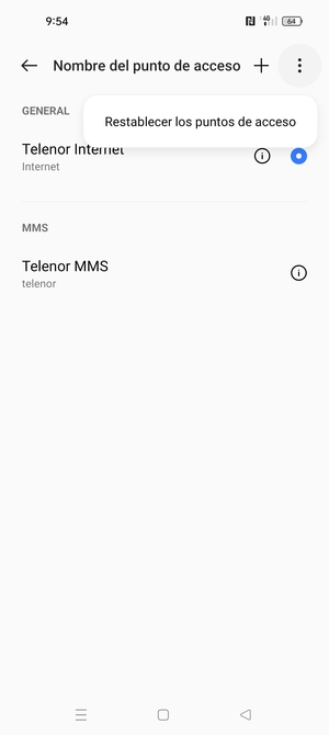 Seleccione Restablecer los puntos de acceso