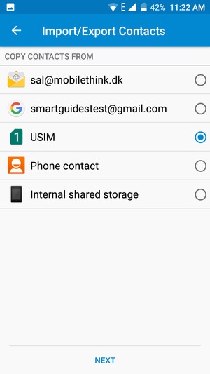 Select the SIM card and select NEXT