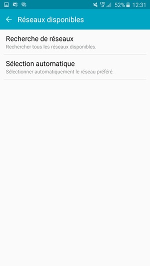 Sélectionnez Recherche  de réseaux