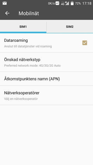 Slå på eller stäng av Dataroaming