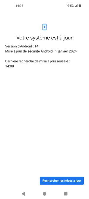 Si votre téléphone est à jour, vous verrez l'écran suivant
