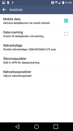 För att byta nätverk om nätverksproblem uppstår, välj Nätverksoperatörer