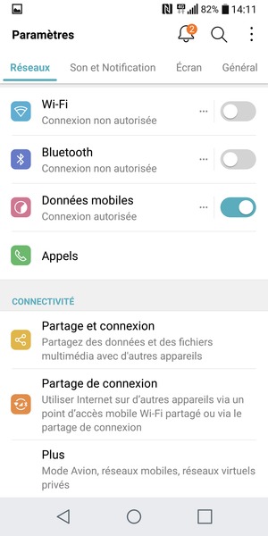 Sélectionnez Réseaux puis Plus