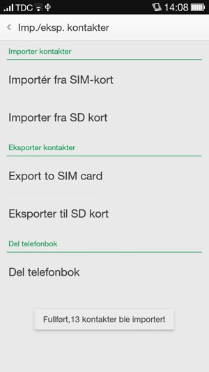 Kontaktene er nå lagt til din OPPO