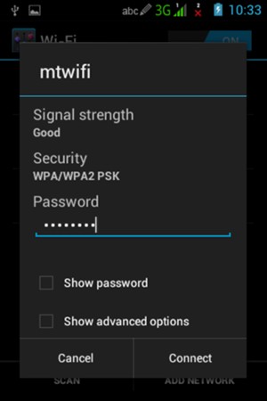 Enter the Wi-Fi password and select Connect