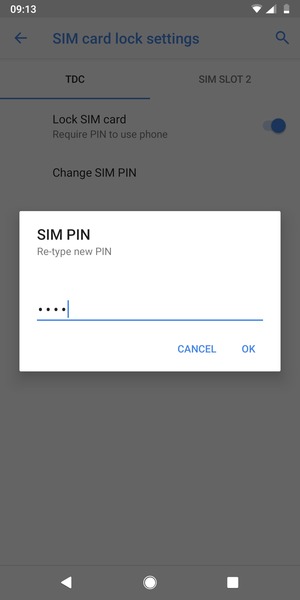 Confirm your new SIM PIN and select OK