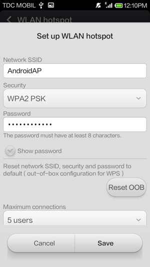 Enter a password of at least 8 characters and select Save