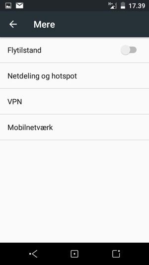 Vælg Netdeling og hotspot