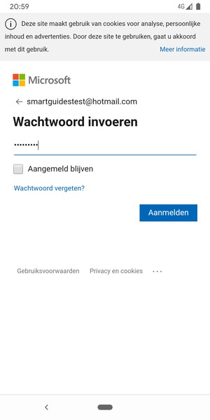 Voer uw wachtwoord in en selecteer Aanmelden