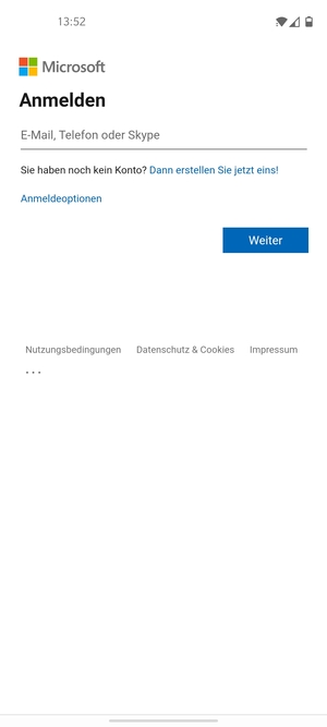 Geben Sie Ihre E-Mail-Adresse ein und wählen Sie Weiter