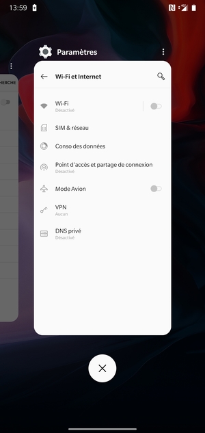 Sélectionnez l'icône Supprimer pour fermer toutes les applis en cours d'exécution