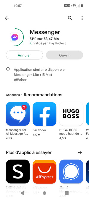 Veuillez attendre la fin de la procédure d'installation