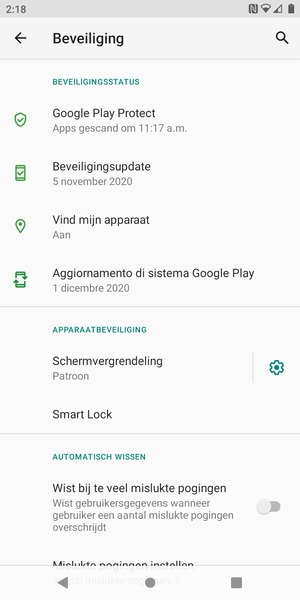 Uw telefoon is nu beveiligd met een schermvergrendeling