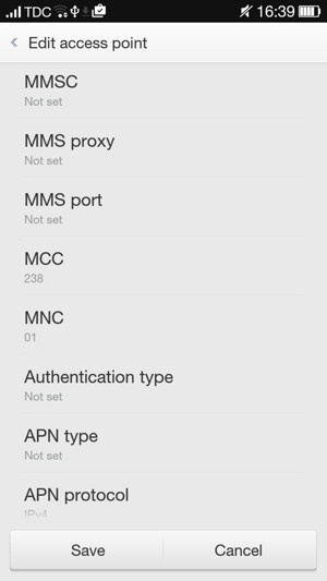 Scroll down and enter MMS information
