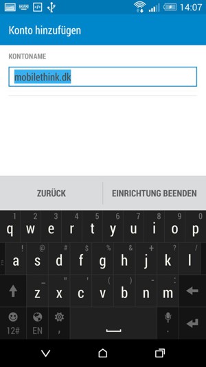 Geben Sie Ihrem Konto einen Namen und wählen Sie EINRICHTUNG BEENDEN