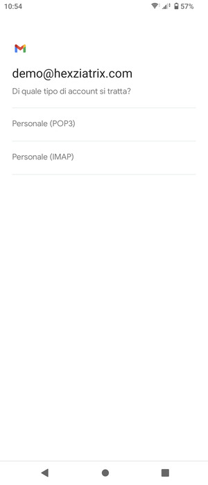 Seleziona Personale (POP3) o Personale (IMAP)