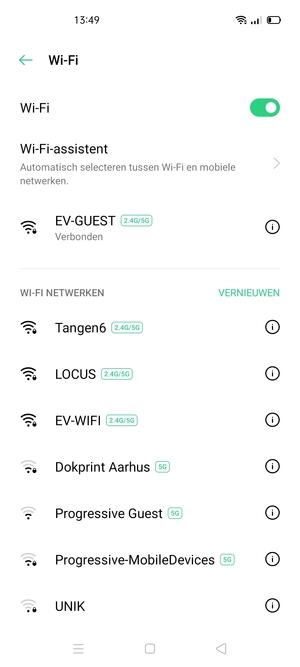 U bent nu verbonden met het WiFi-netwerk