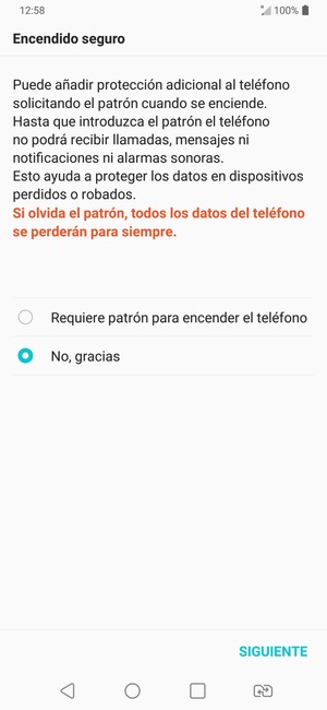 Seleccione la opción deseada y seleccione SIGUIENTE