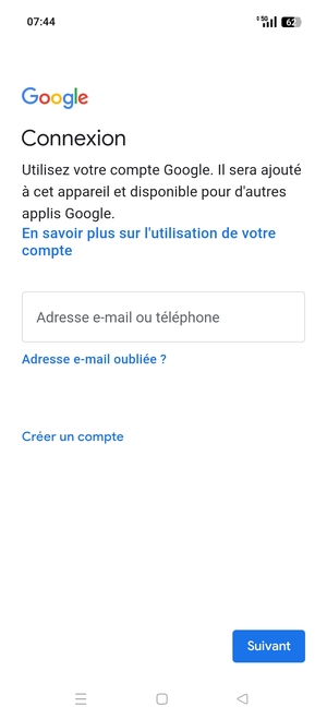 Saisissez votre adresse Gmail et sélectionnez Suivant