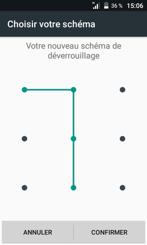 Dessinez de nouveau le schéma de déverrouillage et sélectionnez CONFIRMER