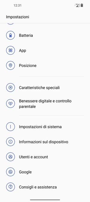 Scorri e seleziona Utenti e account