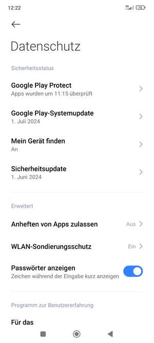 Wählen Sie Google Play-Systemupdate