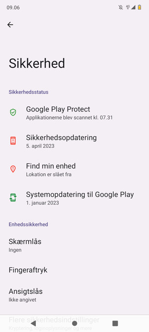 Vælg Skærmlås