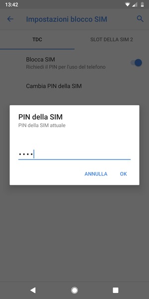 Inserisci PIN della SIM attuale e seleziona OK