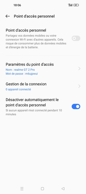 Sélectionnez Paramètres du point d'accès