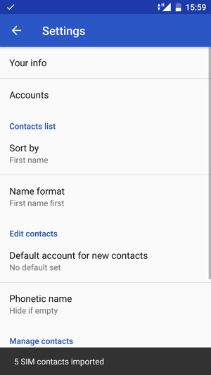 Your contacts will be saved to your HTC