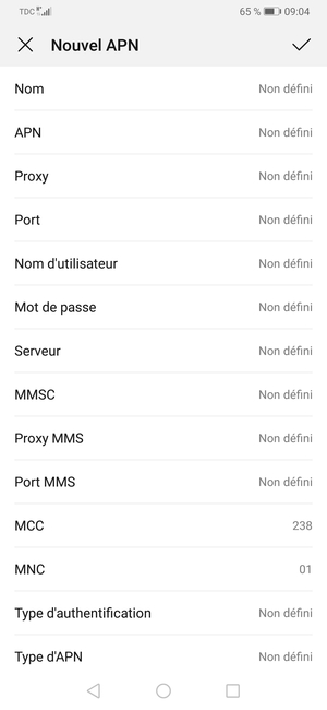 Saisissez les informations MMS