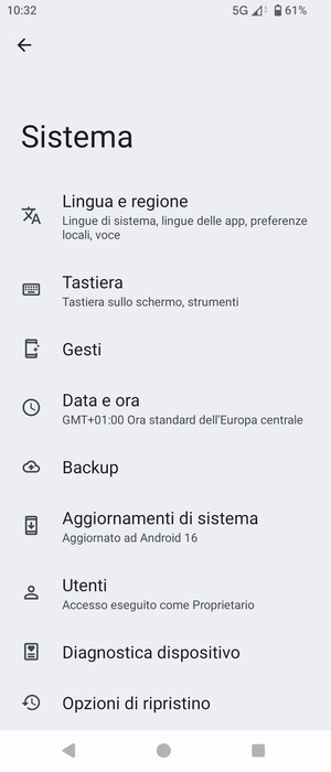 Seleziona Backup