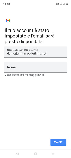 Scegli un nome per il tuo account e inserisci il tuo nome. Seleziona AVANTI