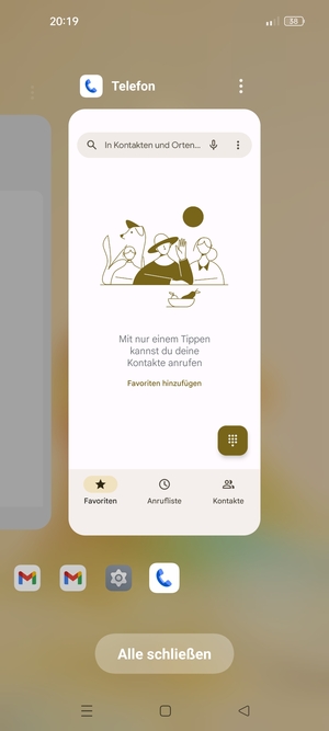 Wählen Sie Alle schließen, um alle laufende Apps zu schließen